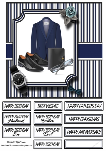 8x8 Mens Accessories Card Front with sentiments 