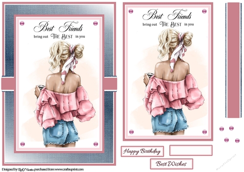 A5 Best Friends Card Front Topper and sentiments 