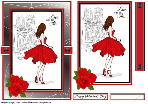 A5 Love is in the Air Card Front with Topper and sentiments 