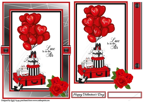 A5 Love is in the Air 2 Card Front Topper & Sentiments 