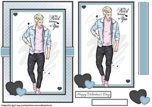 A5 My Heart belongs to you Card Front Topper and sentiments 