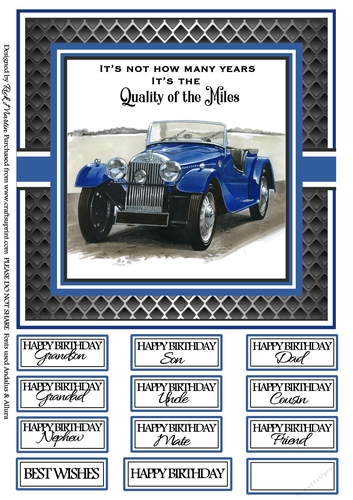 8x8 Quality of Miles Card Front with sentiments 