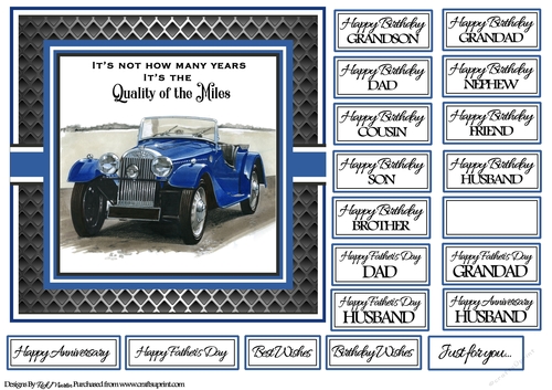 7x7 Quality of Miles Card Front with sentiments 
