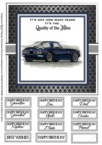 8x8 Quality of Miles 10 Card Front & Sentiments 