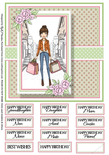 8x8 Apple Blossom Lady Card Front with sentiments 