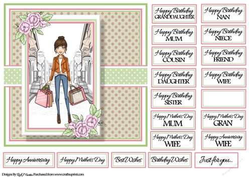 7x7 Apple Blossom Lady Card Front with sentiments 