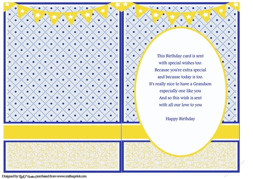 A5 Baby Elephants Birthday (Blue) Birthday Grandson Verse 