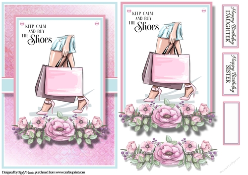 A5 Keep Calm & Buy Shoes Card Front Topper and sentiments 