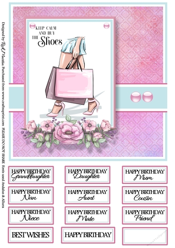 8x8 Keep Calm & Buy Shoes Card Front and sentiments 