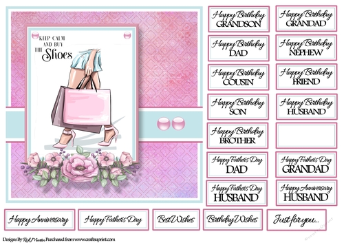 7x7 Keep Calm & Buy Shoes Card Front and sentiments 
