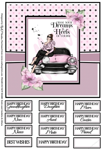 8x8 Chase your dreams Card Front with sentiments  