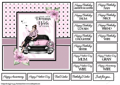 7x7 Chase your dreams Card Front with sentiments  