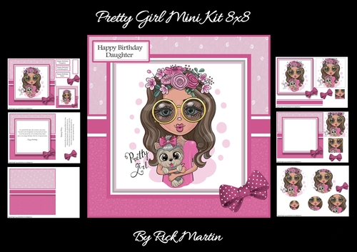 8x8 Pretty Girl Mini Kit - x6 A4 sheets 