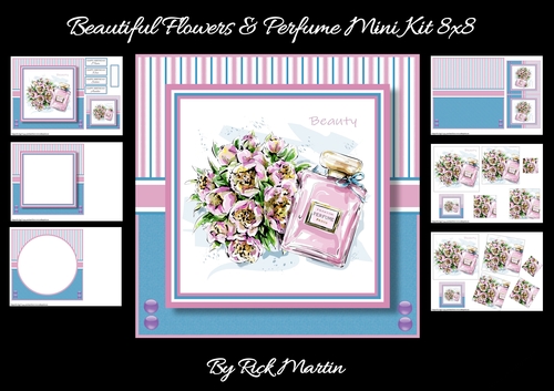 8x8 Beautiful Flowers & Perfume Mini Kit - x6 A4 sheets