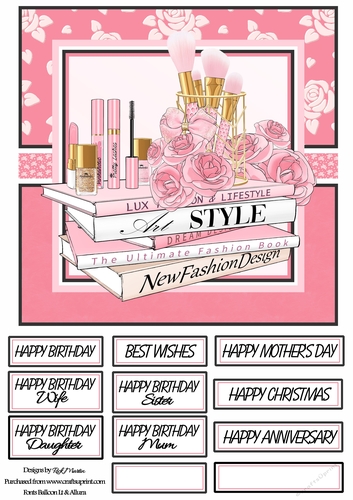8x8 The Fashion Collection Card Front & Sentiments  