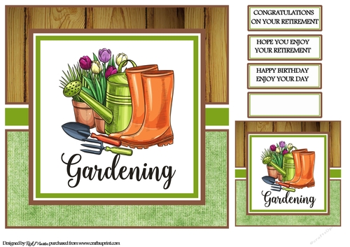 8x8 More time for Gardening Card Front, Tag and Sentiments 
