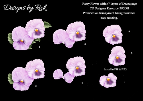 Pansy in Lavender with Decoupage Layers 
