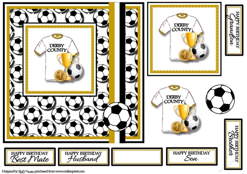 7x7 Derby County Card Front, Topper & Decoupage with Sentiments