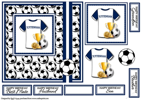 7X7 Tottenham Card Front, topper, Decoupage & Sentiments 
