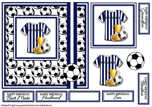 7X7 West Bromwich Card Front, topper, Decoupage & Sentiments 