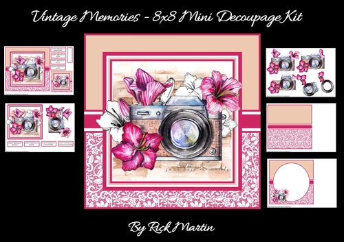 8x8 Vintage Memories Mini Decoupage Kit - x5 A4 sheets 