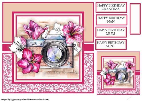 8x8 Vintage Memories Card Front with Tag and sentiments 