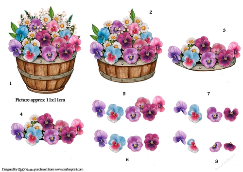 Bucket of Flowers step by step Decoupage 