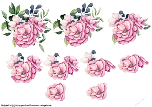 Maroon & Pink Bouquet Step by Step Decoupage 