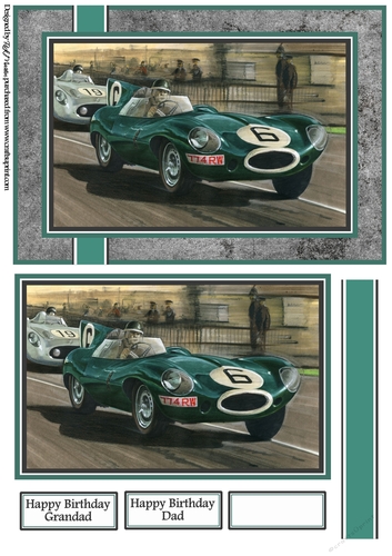 A5 Racing Car No. 6 Green Card Front, Topper & Sentiments 