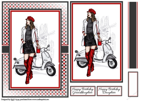 A5 Sexy Red Long Boots Card Front, Ribbon, Topper & Sentiments 