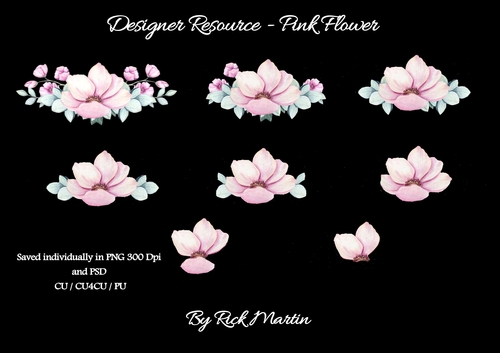 Pink Flowers Decoupage CU/CU4CU/PU 
