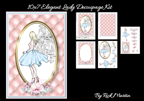 10x7 Elegant Lady Decoupage Kit - x5 A4 sheets  