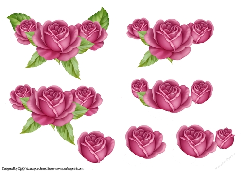 Arched Dark Pink Roses Decoupage 