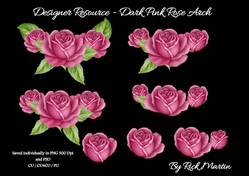 CU/CU4CU/PU Arched Dark Pink Roses Decoupage 