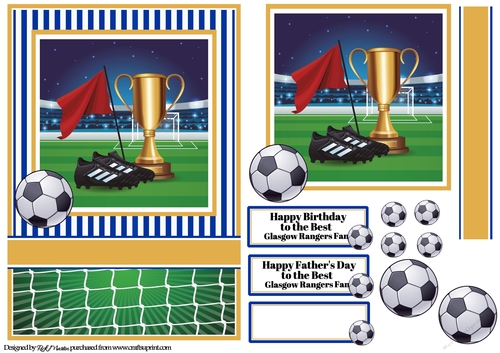 A5 Glasgow Rangers Card Front, Topper & Sentiments 