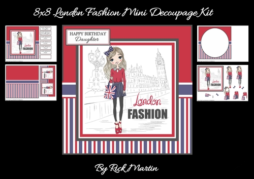 8x8 London Fashion Mini Decoupage Kit - x4 A4 sheets 