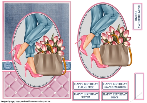 A5 Trendy Lady Card Front Topper and sentiments 