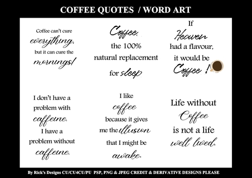 Coffee Quotes / Word Art CU/CU4CU/PU 
