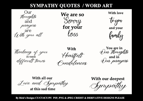 Sympathy Quotes / Word Art CU/CU4CU/PU 