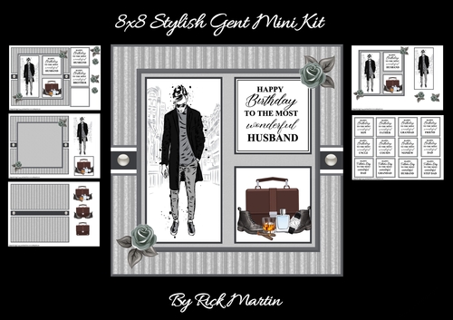 8x8 Stylish Gent Mini Kit - x5 A4 sheets 