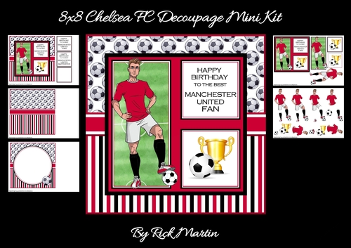 8x8 Manchester United Decoupage Mini Kit - x5 A4 sheets 