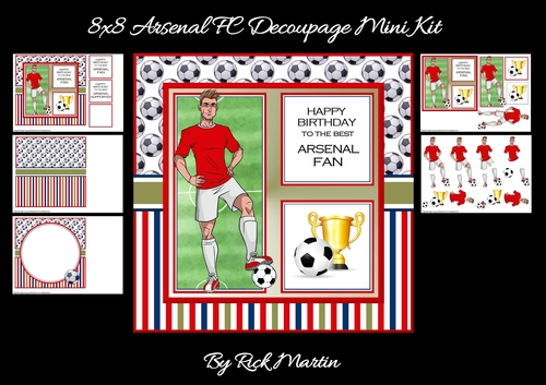 8x8 Arsenal Decoupage Mini Kit - x5 A4 sheets 