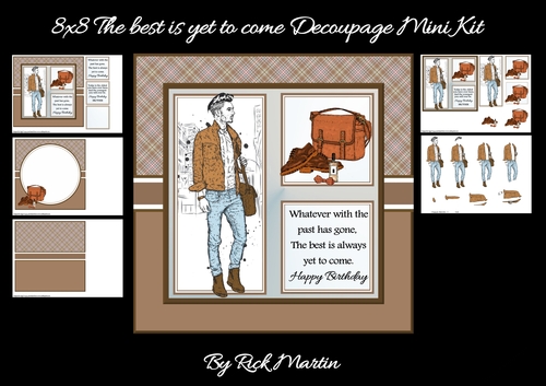 8x8 The best is yet to come Mini Decoupage Kit - x5 A4 sheets 