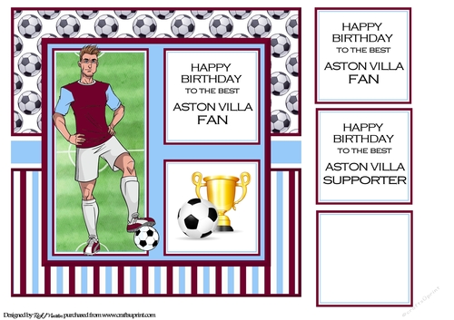 8x8 Aston Villa Card Front & Sentiments 