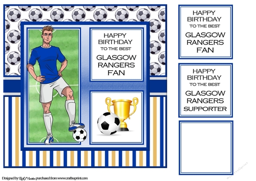 8x8 Glasgow Rangers Card Front & Sentiments 