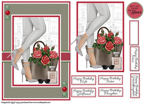 A5 Keep Calm and buy the shoes Card Front, Topper & Sentiments