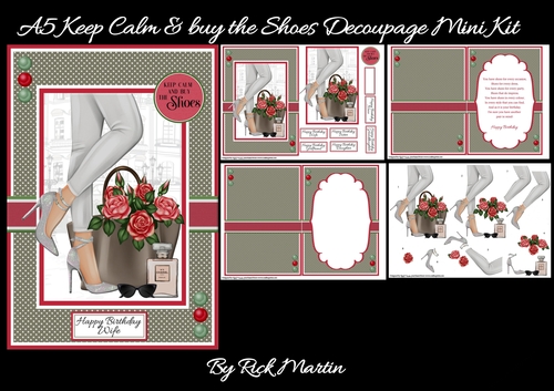 A5 Keep Calm and buy the shoes Mini Decoupage Kit - x4 A4 sheets 