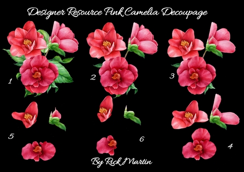 CU4CU/CU/PU Pink Camelia step by step Decoupage 
