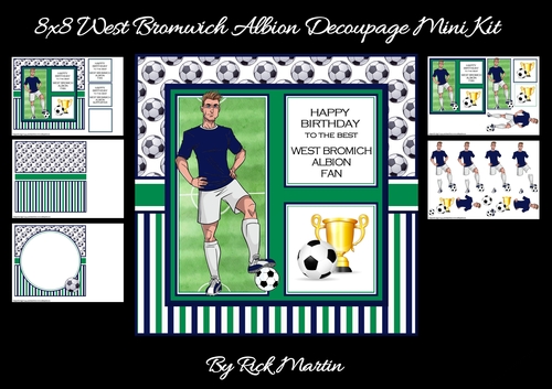 8x8 West Bromwich Albion Decoupage Mini Kit - x5 A4 sheets 
