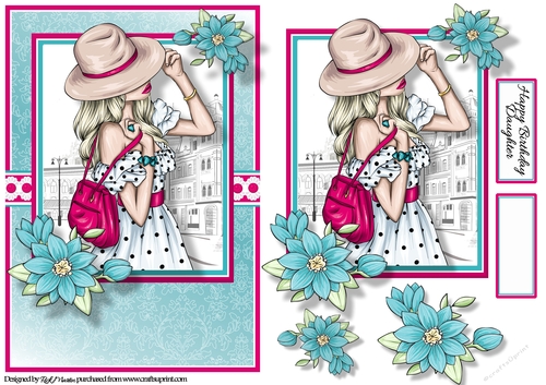 A5 Little Beauty Card Front, Topper, Decoupage and sentiments 